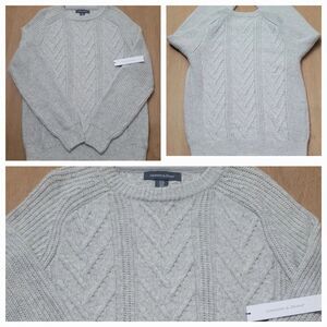 New! Grayson & Dunn Gray Cable Knit Sweater Size Medium Mens Cotton Blend